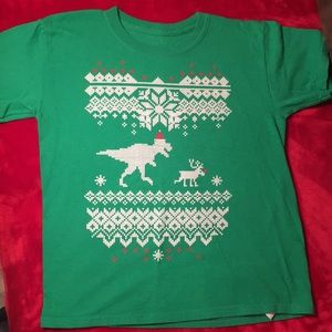 Ugly Christmas Sweater T-Rex 🦖 Boys Small Tee